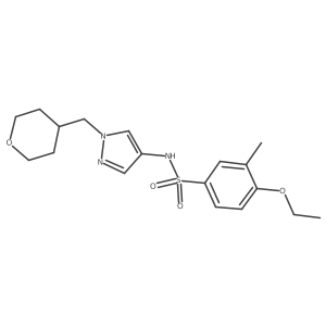 4-ethoxy-3-methyl-N-(1-((tetrahydro-2H-pyran-4-yl)methyl)-1H-pyrazol-4-yl)benzenesulfonamide结构式