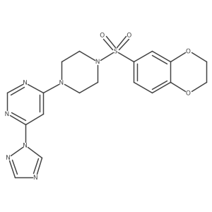 4-(4-((2,3-dihydrobenzo[b][1,4]dioxin-6-yl)sulfonyl)piperazin-1-yl)-6-(1H-1,2,4-triazol-1-yl)pyrimidine结构式