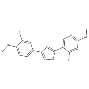 3-(3-Fluoro-4-methoxyphenyl)-5-(2-methoxy-4-methylpyrimidin-5-yl)-1,2,4-oxadiazole结构式