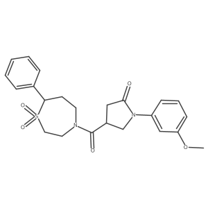 4-(1,1-Dioxido-7-phenyl-1,4-thiazepane-4-carbonyl)-1-(3-methoxyphenyl)pyrrolidin-2-one结构式