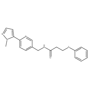 N-((6-(1-methyl-1H-pyrazol-5-yl)pyridin-3-yl)methyl)-3-(phenylthio)propanamide结构式