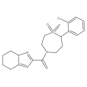 (7-(2-chlorophenyl)-1,1-dioxido-1,4-thiazepan-4-yl)(6,7-dihydro-5H-pyrazolo[5,1-b][1,3]oxazin-2-yl)methanone结构式
