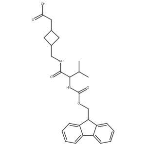 2-(3-{[2-({[(9H-fluoren-9-yl)methoxy]carbonyl}amino)-3-methylbutanamido]methyl}cyclobutyl)acetic acid Structure