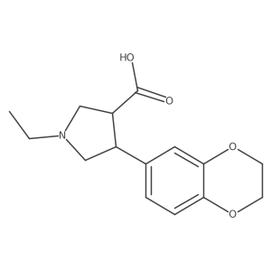 4-(2,3-Dihydro-1,4-benzodioxin-6-yl)-1-ethylpyrrolidine-3-carboxylic acid Structure