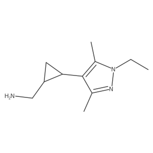 rac-[(1R,2R)-2-(1-ethyl-3,5-dimethyl-1H-pyrazol-4-yl)cyclopropyl]methanamine Structure