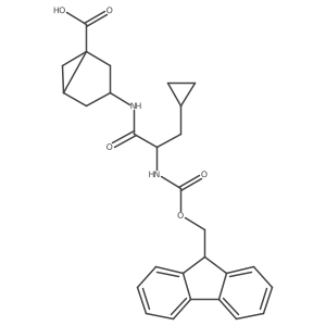 (1RS,3RS,5RS)-3-[(2S)-3-cyclopropyl-2-({[(9H-fluoren-9-yl)methoxy]carbonyl}amino)propanamido]bicyclo[3.1.0]hexane-1-carboxylic acid Structure