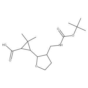 (1RS,3RS)-3-[(3S)-3-({[(tert-butoxy)carbonyl]amino}methyl)oxolan-2-yl]-2,2-dimethylcyclopropane-1-carboxylic acid Structure