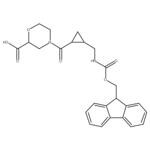 rac-4-[(1R,2S)-2-[({[(9H-fluoren-9-yl)methoxy]carbonyl}amino)methyl]cyclopropanecarbonyl]morpholine-2-carboxylic acid结构式