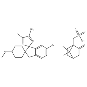 (1R,1'S,4S)-6'-bromo-4-methoxy-5''-methyl-3'H-dispiro[cyclohexane-1,2'-indene-1',2''-imidazol]-4''-amine ((1R,4S)-7,7-dimethyl-2-oxobicyclo[2.2.1]heptan-1-yl)methanesulfonate结构式