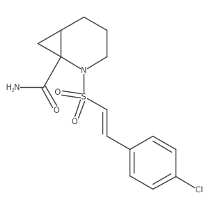 rac-(1R,6S)-2-[2-(4-chlorophenyl)ethenesulfonyl]-2-azabicyclo[4.1.0]heptane-1-carboxamide结构式