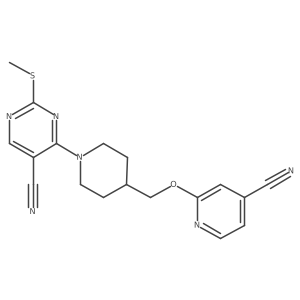 4-(4-{[(4-Cyanopyridin-2-yl)oxy]methyl}piperidin-1-yl)-2-(methylsulfanyl)pyrimidine-5-carbonitrile Structure