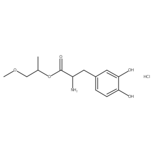 1-methoxypropan-2-yl (2S)-2-amino-3-(3,4-dihydroxyphenyl)propanoate hydrochloride结构式