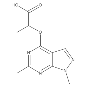 2-((1,6-Dimethyl-1H-pyrazolo[3,4-d]pyrimidin-4-yl)oxy)propanoic acid结构式