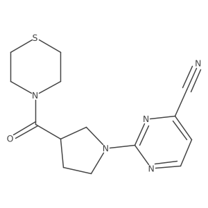 2-[3-(Thiomorpholine-4-carbonyl)pyrrolidin-1-yl]pyrimidine-4-carbonitrile结构式