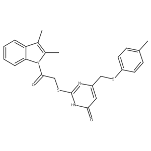 2-{[2-(2,3-dimethyl-1H-indol-1-yl)-2-oxoethyl]thio}-6-{[(4-methylphenyl)thio]methyl}pyrimidin-4-ol Structure