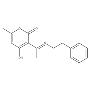 (E)-6-methyl-3-(1-(phenethylamino)ethylidene)-2H-pyran-2,4(3H)-dione Structure