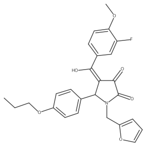 (4E)-4-[(3-fluoro-4-methoxyphenyl)-hydroxymethylidene]-1-(furan-2-ylmethyl)-5-(4-propoxyphenyl)pyrrolidine-2,3-dione Structure