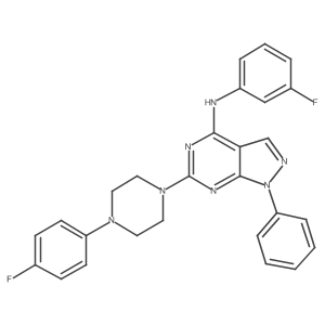 N-(3-fluorophenyl)-6-[4-(4-fluorophenyl)piperazin-1-yl]-1-phenyl-1H-pyrazolo[3,4-d]pyrimidin-4-amine Structure