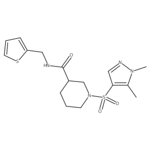 1-[(1,5-dimethyl-1H-pyrazol-4-yl)sulfonyl]-N-(thiophen-2-ylmethyl)piperidine-3-carboxamide Structure