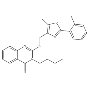 3-butyl-2-(((5-methyl-2-(o-tolyl)oxazol-4-yl)methyl)thio)quinazolin-4(3H)-one结构式