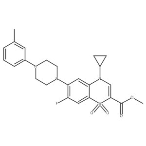 methyl 4-cyclopropyl-7-fluoro-6-(4-(m-tolyl)piperazin-1-yl)-4H-benzo[b][1,4]thiazine-2-carboxylate 1,1-dioxide Structure