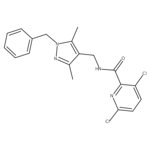 Cc1nn(Cc2ccccc2)c(C)c1CNC(=O)c1nc(Cl)ccc1Cl结构式