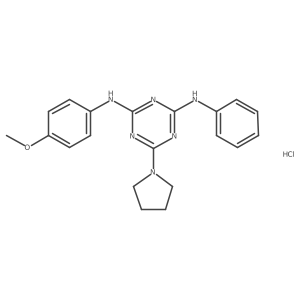 N2-(4-methoxyphenyl)-N4-phenyl-6-(pyrrolidin-1-yl)-1,3,5-triazine-2,4-diamine hydrochloride Structure