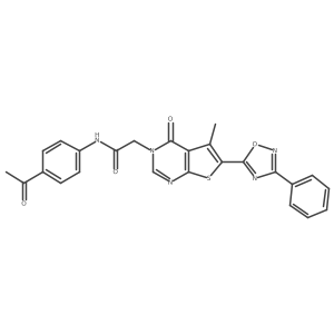 N-(4-acetylphenyl)-2-[5-methyl-4-oxo-6-(3-phenyl-1,2,4-oxadiazol-5-yl)-3H,4H-thieno[2,3-d]pyrimidin-3-yl]acetamide结构式