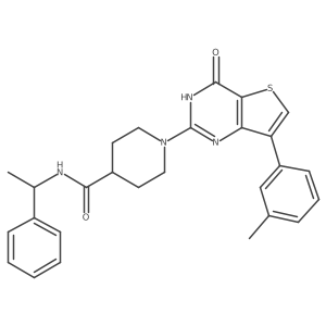 1-[7-(3-methylphenyl)-4-oxo-3,4-dihydrothieno[3,2-d]pyrimidin-2-yl]-N-(1-phenylethyl)piperidine-4-carboxamide结构式
