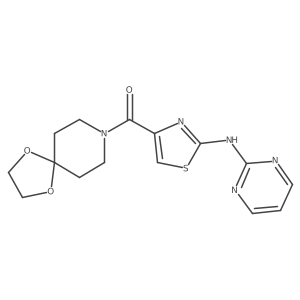 (2-(Pyrimidin-2-ylamino)thiazol-4-yl)(1,4-dioxa-8-azaspiro[4.5]decan-8-yl)methanone结构式
