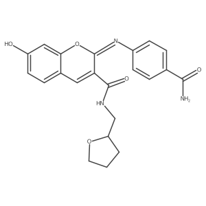 (2Z)-2-[(4-carbamoylphenyl)imino]-7-hydroxy-N-(tetrahydrofuran-2-ylmethyl)-2H-chromene-3-carboxamide Structure