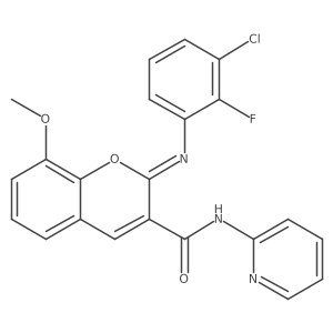 (2Z)-2-[(3-chloro-2-fluorophenyl)imino]-8-methoxy-N-(pyridin-2-yl)-2H-chromene-3-carboxamide结构式