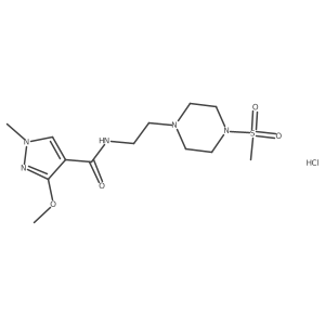 3-methoxy-1-methyl-N-(2-(4-(methylsulfonyl)piperazin-1-yl)ethyl)-1H-pyrazole-4-carboxamide hydrochloride结构式
