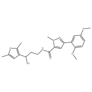 3-(2,5-dimethoxyphenyl)-N-(3-(2,5-dimethylfuran-3-yl)-3-hydroxypropyl)-1-methyl-1H-pyrazole-5-carboxamide Structure