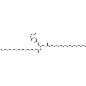 Octadecanoic acid, 1,1a(2)-[1-[[[[(2,5-dioxo-1-pyrrolidinyl)oxy]carbonyl]oxy]methyl]-1,2-ethanediyl] ester结构式