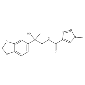 N-(2-(benzo[d][1,3]dioxol-5-yl)-2-hydroxypropyl)-1-methyl-1H-1,2,3-triazole-4-carboxamide结构式