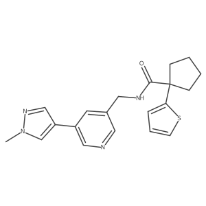 N-((5-(1-methyl-1H-pyrazol-4-yl)pyridin-3-yl)methyl)-1-(thiophen-2-yl)cyclopentanecarboxamide Structure