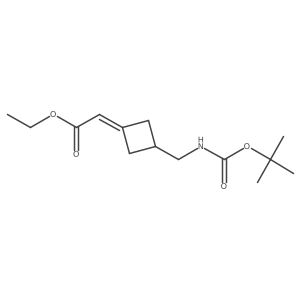 Ethyl 2-(3-(((tert-butoxycarbonyl)amino)methyl)cyclobutylidene)acetate结构式