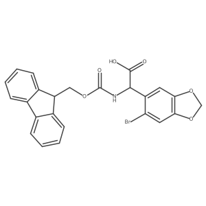 2-(6-bromo-1,3-dioxaindan-5-yl)-2-({[(9H-fluoren-9-yl)methoxy]carbonyl}amino)acetic acid Structure