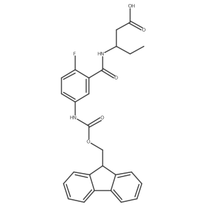 (3S)-3-{[5-({[(9H-fluoren-9-yl)methoxy]carbonyl}amino)-2-fluorophenyl]formamido}pentanoic acid结构式