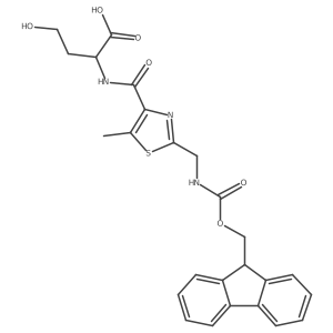(2R)-2-({2-[({[(9H-fluoren-9-yl)methoxy]carbonyl}amino)methyl]-5-methyl-1,3-thiazol-4-yl}formamido)-4-hydroxybutanoic acid结构式