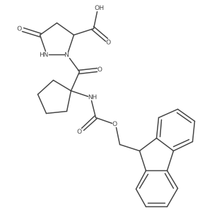 2-[1-({[(9H-fluoren-9-yl)methoxy]carbonyl}amino)cyclopentanecarbonyl]-5-oxopyrazolidine-3-carboxylic acid Structure