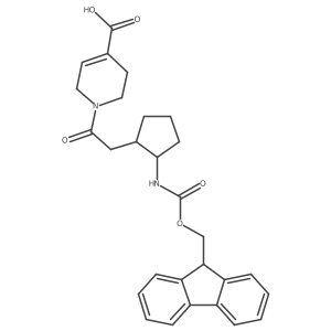 1-{2-[2-({[(9H-fluoren-9-yl)methoxy]carbonyl}amino)cyclopentyl]acetyl}-1,2,3,6-tetrahydropyridine-4-carboxylic acid Structure