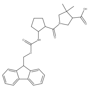 rac-1-[(1R,2S)-2-({[(9H-fluoren-9-yl)methoxy]carbonyl}amino)cyclopentanecarbonyl]-4,4-dimethylpyrrolidine-3-carboxylic acid Structure