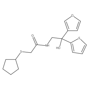 2-(cyclopentylsulfanyl)-N-[2-(furan-3-yl)-2-hydroxy-2-(thiophen-2-yl)ethyl]acetamide Structure