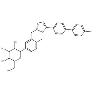 2-(3-((5-(4'-fluoro-[1,1'-biphenyl]-4-yl)thiophen-2-yl)methyl)-4-methylphenyl)-6-(hydroxymethyl)tetrahydro-2H-pyran-3,4,5-triol Structure