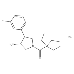 rac-1-[(3R,4S)-3-amino-4-(3-fluorophenyl)pyrrolidin-1-yl]-2,2-diethylbutan-1-one hydrochloride Structure