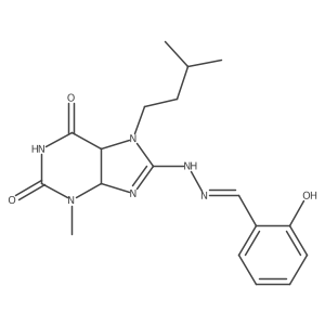 8-[(2E)-2-[(2-hydroxyphenyl)methylidene]hydrazinyl]-3-methyl-7-(3-methylbutyl)-4,5-dihydropurine-2,6-dione结构式