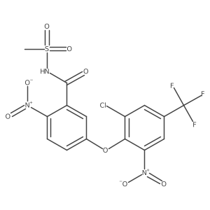5-[2-Chloro-6-nitro-4-(trifluoromethyl)phenoxy]-N-methylsulfonyl-2-nitrobenzamide结构式