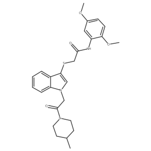 N-(2,5-dimethoxyphenyl)-2-({1-[2-(4-methylpiperidin-1-yl)-2-oxoethyl]-1H-indol-3-yl}sulfanyl)acetamide结构式